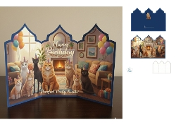 Happy Meowday Birthday Card – Purrfect Cat Party Printable