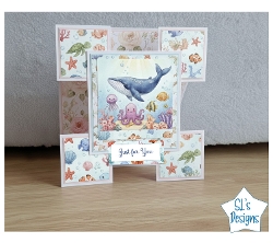 Ocean Animals Pop Up Card | Whale & Sea Life 3D Fold Card | Cute Nautical Handmade Card Template