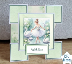 Ballerina Swan Gatefold Card Kit – Elegant Ballet Fairy Printable Card Design