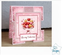 Valentines Day T-Panel Card Kit | Be My Valentine Balloon Card | Stand-Up Love Card | Printable Craft Kit