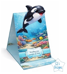Cute Orca Pop Up Card Template | Ocean Underwater Easel Card | 3D Whale Sea Life Printable Card