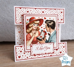 Valentine Stepper Card Template | Love Display Card | Vintage Romance Standing Card Printable