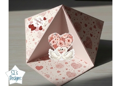 Elegant Swan Heart Pop-Up Valentines Card