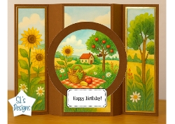 Sunny Countryside Picnic Birthday Card – Tri-Fold Design