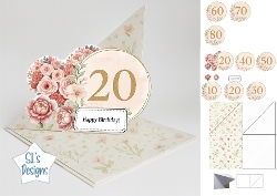 Floral Pop-Up Birthday Card Kit with Age Options – Elegant 3D Design