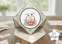 Adorable Easter Lamb Basket Card Front 