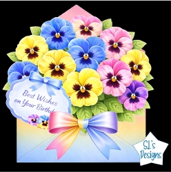 Colorful Pansy Bouquet in Gradient Envelope Printable