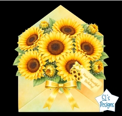 Sunflower Birthday Card Topper – Bright Floral Envelope Design