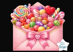 Sweet Candy Envelope with Bow – Cute Whimsical Treats Clipart for Cards & Crafts