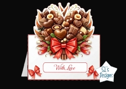 Romantic Chocolate Heart Bouquet With Love Card Front with Red Bow