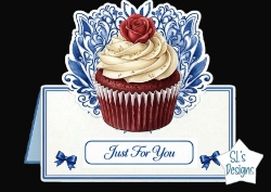 Elegant Red Velvet Cupcake Just For You Card Front
