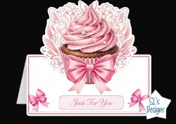 Pink Chocolate Cupcake Just For You Card Front