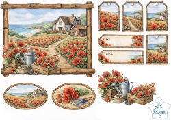Poppy Field Countryside Gift Tags & Labels Printable Sheet