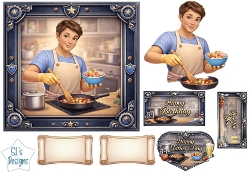cup1433533_135813 - Cooking Boy in the Kitchen – Birthday, Fathers Day & Just for You Card Topper Set