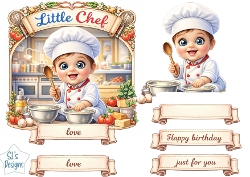 cup1433755_135813 - Little Chef Baby Kitchen Birthday Topper & Printable Card Kit