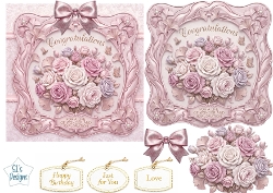 Pastel Rose Luxury Frame Card Topper – Elegant Floral