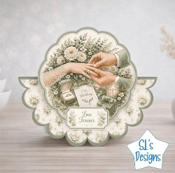 Romantic Wedding Card Front with Ring Exchange and Floral Accents