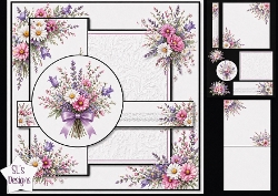 Elegant Floral Lace Card Topper with Pink & Purple Blooms
