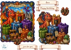 Dragon Birthday Topper with Castle, Treasure & Hero Adventure