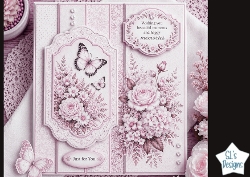 Pink Floral Serenity Topper – Roses & Butterfly Moments Card Front