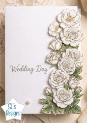 White Rose Wedding Card Front – Elegant Wedding Day Topper