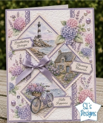 Coastal Bretagne & Hydrangea Diamond Panel Card Front