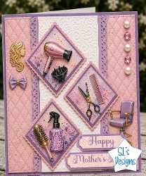 Beauty Salon Hairdresser Tools Mothers Day Card Front