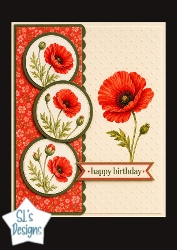 Red Poppy Birthday Card Front – Elegant Floral Happy Birthday Topper