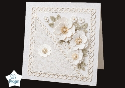 Elegant Neutral Floral Card Front – Layered 3D Cream & Beige Flowers