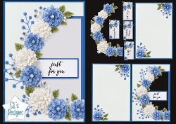 Blue Floral Frame & Sentiment Set – Just For You Card Topper