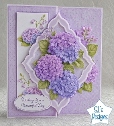 Purple Hydrangeas Layered Floral Wishing You a Wonderful Day Card Front