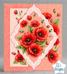Red Poppies Botanical Layered Floral Card Front