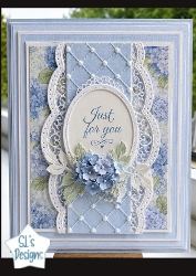 Elegant Blue Floral Just for You Card Topper