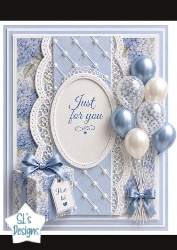 Blue Balloons & Gift Just for You Card Topper