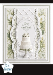 White Wedding Cake Just Married Card Topper
