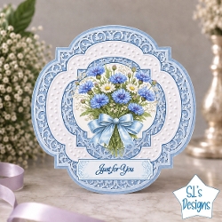 Elegant Blue & White Floral Just for You Card Front