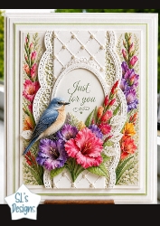 Vibrant Floral & Blue Bird Just for You Card Topper