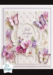 Purple Orchid & Butterfly Just for You Card Topper