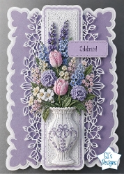 Elegant Lavender Floral Vase Celebrate Card Front