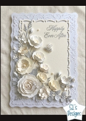 Happily Ever After Neutral Floral Scalloped Card Topper