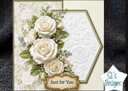 Cream Roses & Embossed Lace Just for You Topper
