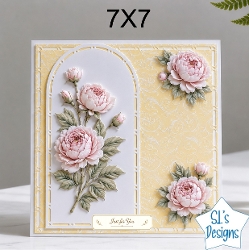 Elegant 7x7 Pink Peony Card Front – Just for You Floral Design