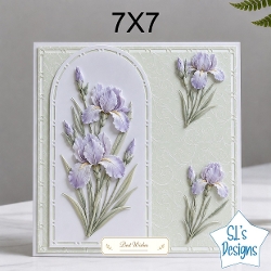 Elegant 7x7 Purple Iris Card Front – Best Wishes Floral Design