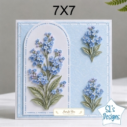 Elegant 7x7 Blue Floral Card Front – Just for You Design