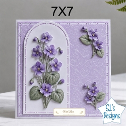 Elegant 7x7 Purple Floral Card Front – With Love Design