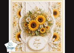 Sunflower Lace Just for You Floral Card Topper