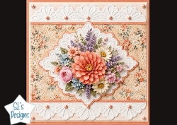 Coral Bloom & Peach Lace Floral Card Topper