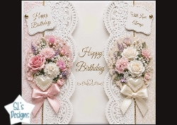 Pastel Floral Lace Birthday Card Topper