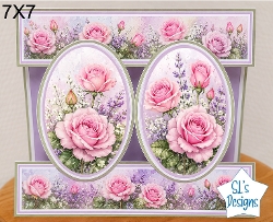 Elegant 7x7 Pink Rose & Lavender Floral Card Topper
