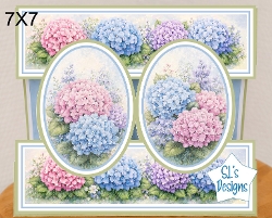 Elegant 7x7 Hydrangea Floral Card Topper for Handmade Crafts